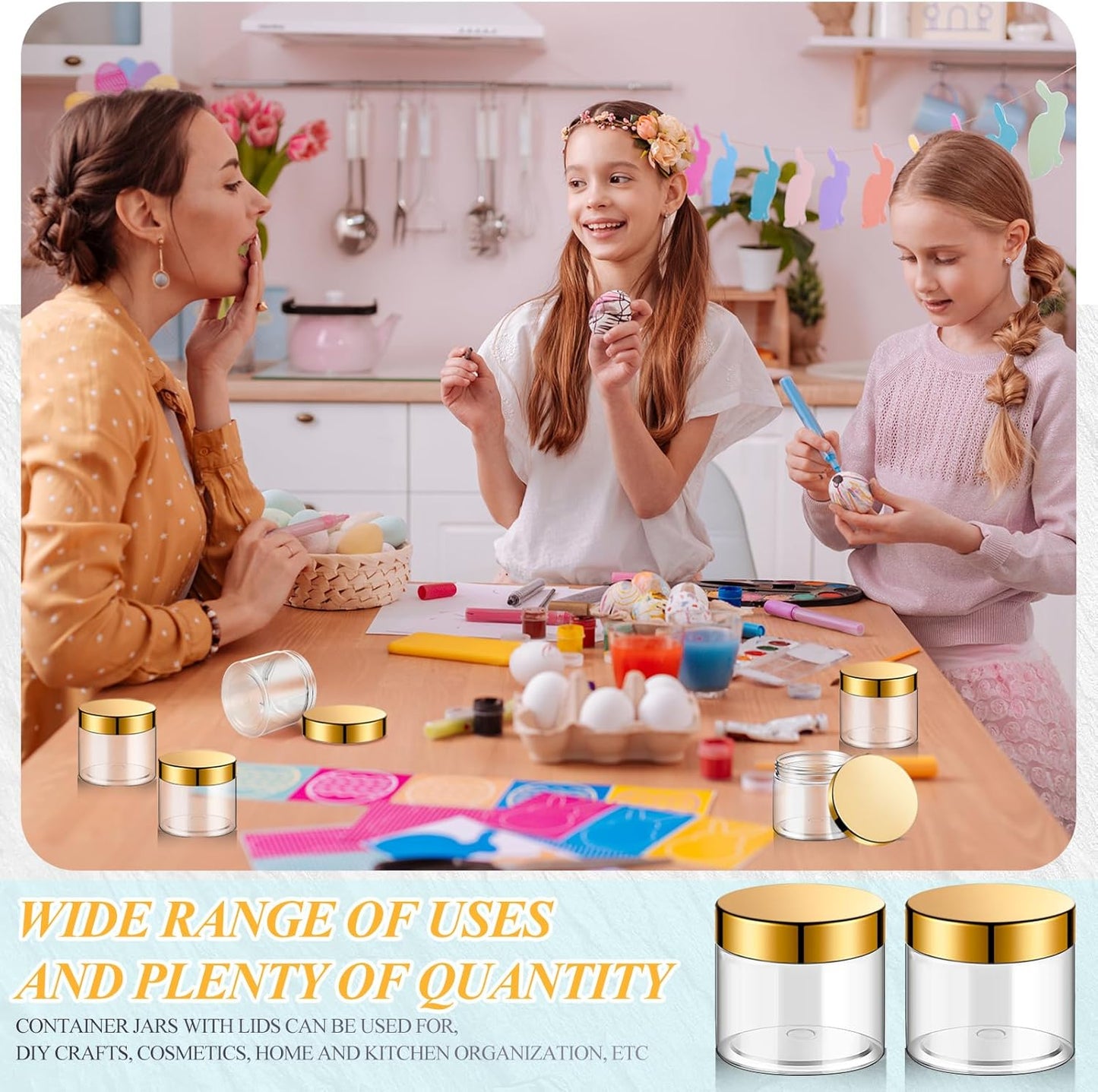 SATINIOR 36 Pieces 8 oz Plastic Jars with Lids Wide Mouth Airtight Reusable Container Acrylic Cosmetic Small Jars for Lotions Ointments Travel Toiletries Creams Make up Storage(Gold)