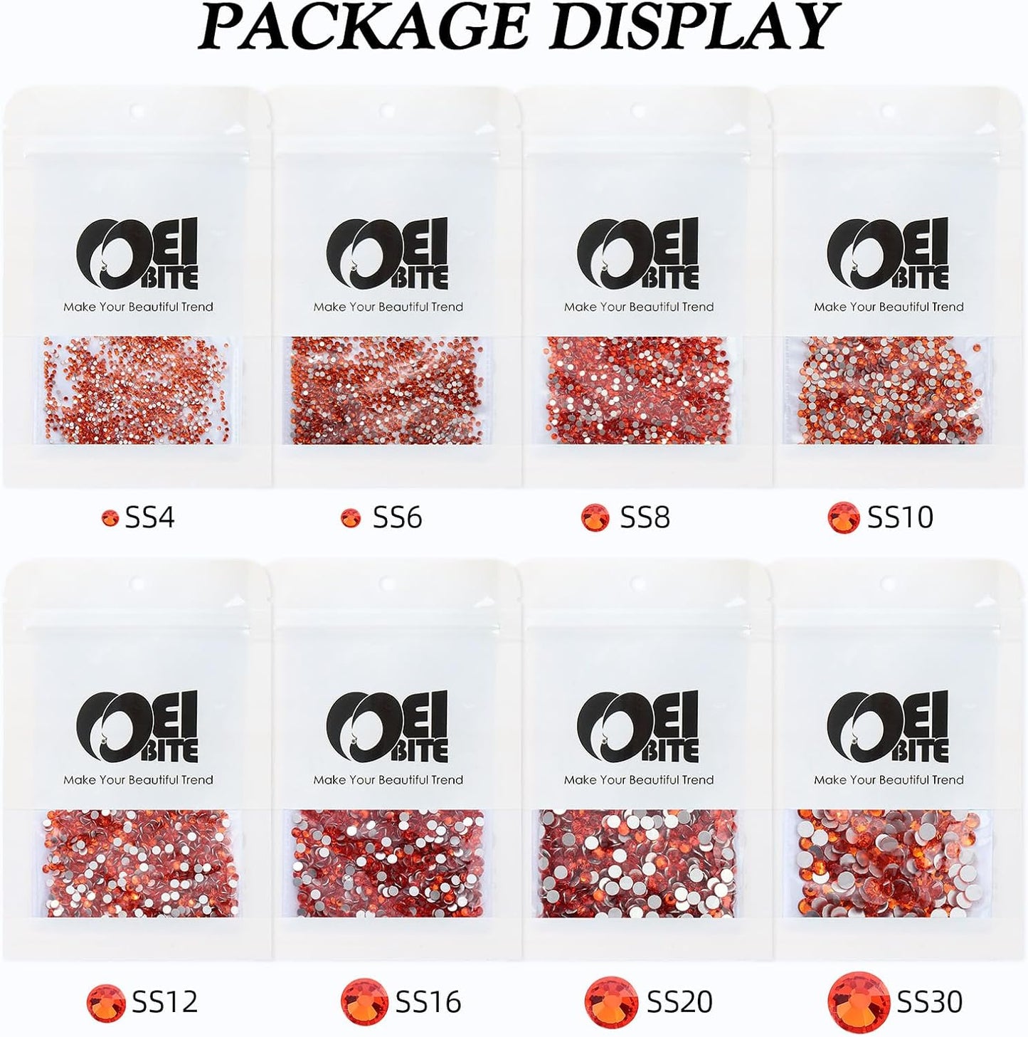 Hyacinth Flatback Rhinestones, Glass Rhinestones for Nail Art and Craft, Glue Fix, Loose Crystal Gemstones(Orange, SS6, 1440pcs, 1.9-2.0mm)