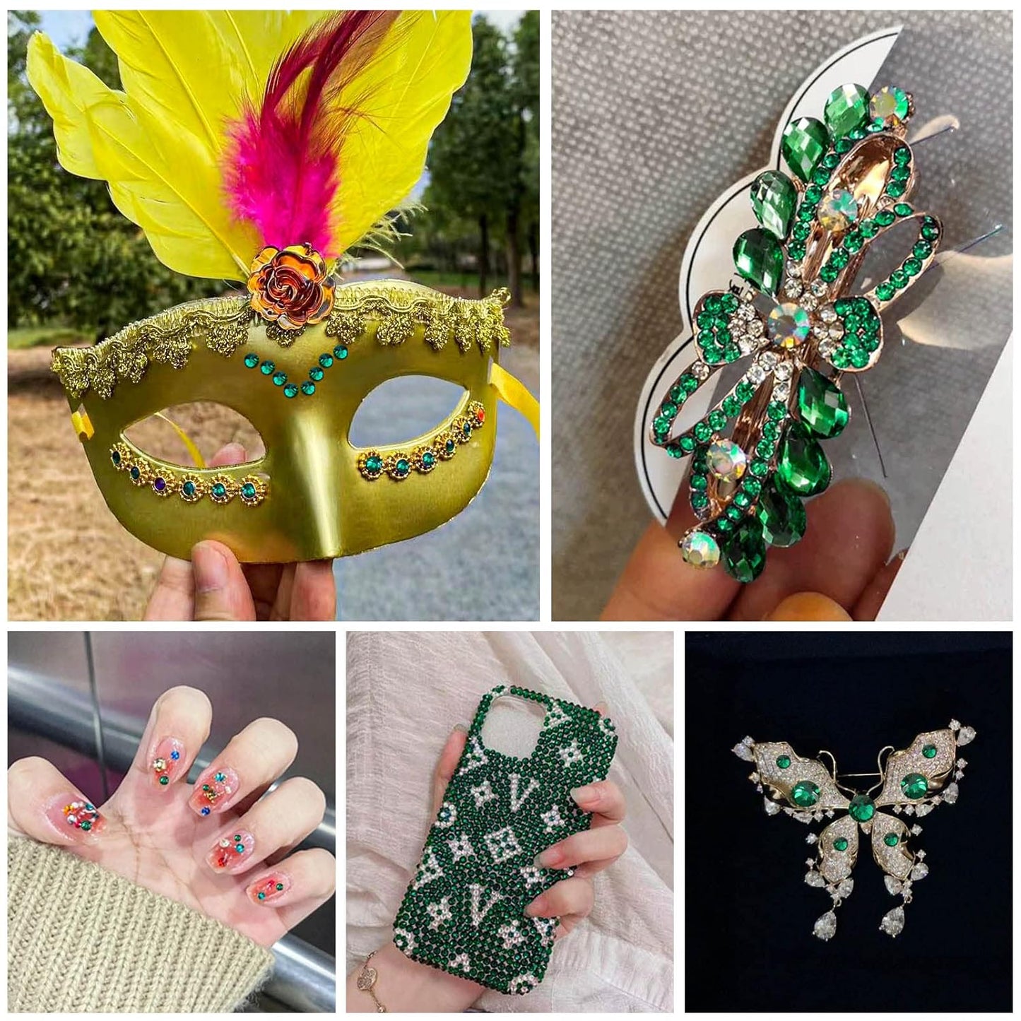 Beadsland 144pcs Flat Back Crystal Rhinestones Round Gems for Nail Art and Craft Glue Fix, Emerald, SS40, 8.4-8.7mm