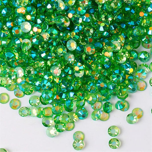 1500 Pieces SS16 4mm Flatback Rhinestones AB Clear Round Gems Crystals for Nail Art DIY Crafts Clothes Shoes Bags （Transparent Green AB）