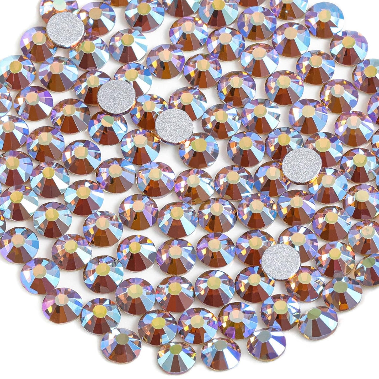 beadsland 1440 Pieces Flat Back Crystal Rhinestones Round Gems, Lt.Colorado Topaz AB,SS12,3.0-3.2mm