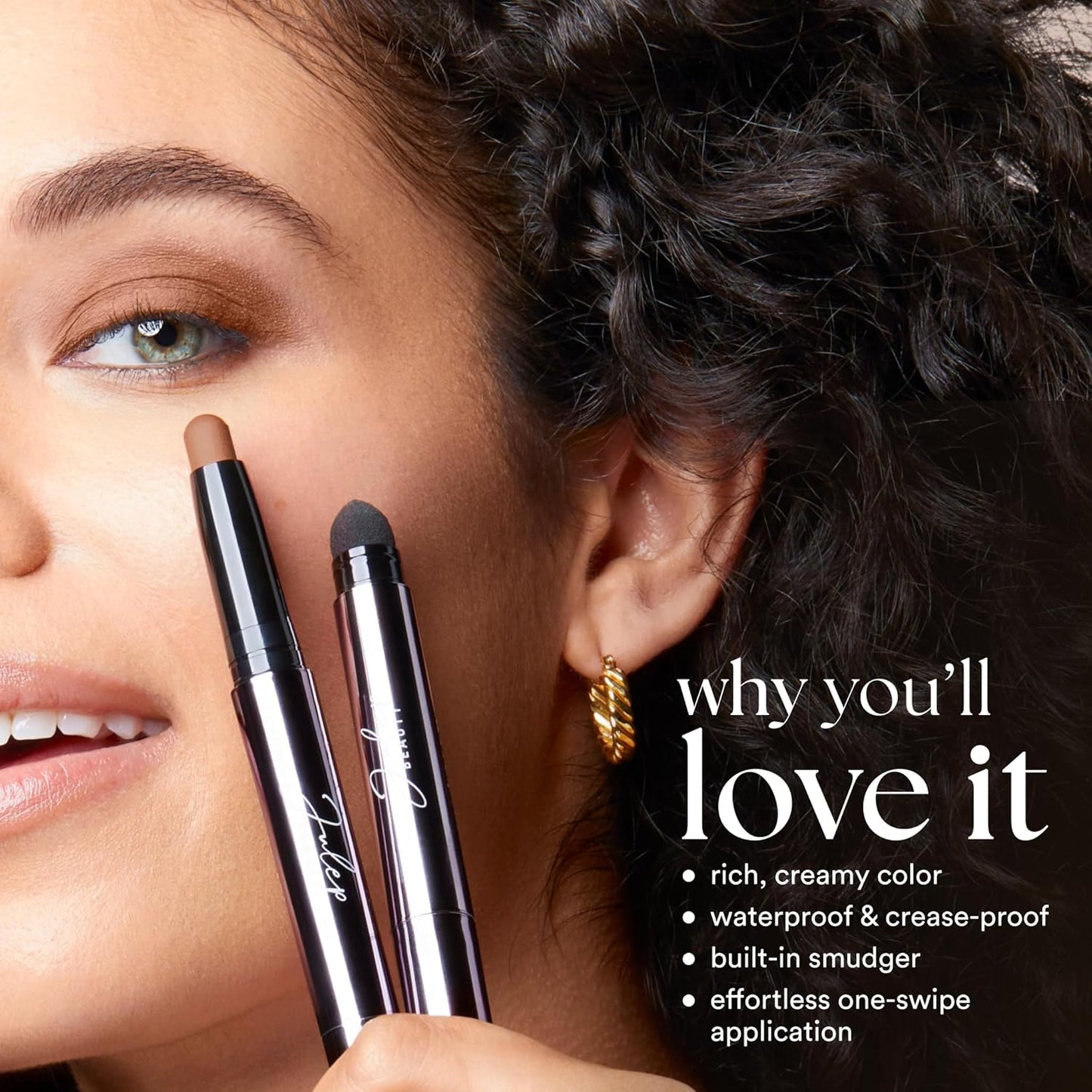 Julep Eyeshadow 101 Cream-to-Powder Waterproof Shadow Stick – Galaxy Grey Shimmer – Long-Lasting, Crease-Proof, Grey Gold Shimmer Cream Eyeshadow with Built-in Smudger