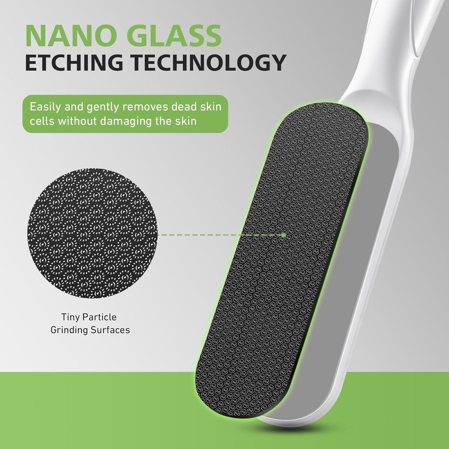 BALUCA Hard Skin Remover Nano Glass Foot File - Foot Callus Remover, Durable Foot Scrubber, Dead Skin Remover, Hygienic Pedicure Tool, Long Lasting Foot Buffer, Soft Smooth Feet, White