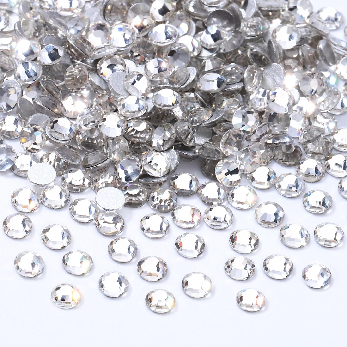 Crystal Clear Flatback Rhinestones, Glass Rhinestones for Nail Art and Craft, Glue Fix, Loose Crystal Gemstones(Crystal, SS8, 2880pcs, 2.3-2.5mm)