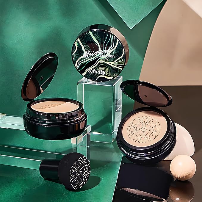 Moisture Cushion CC Cream Foundation for Mature Skin - Flawless Concealer BB Cream with Mushroom Head, Long-Lasting Waterproof Air Cushion CC, Natural honey and pine Makeup cream, Even Skin Tone（03#）