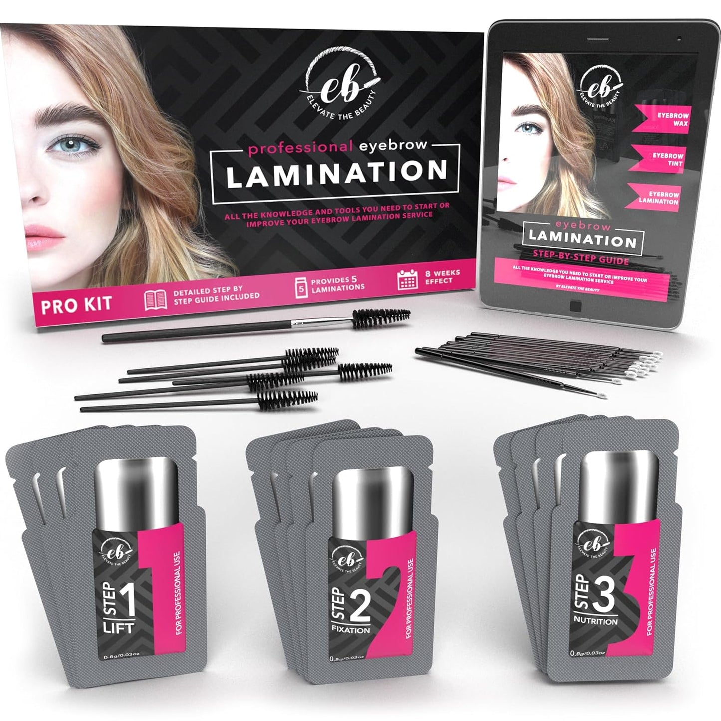 Professional Brow Lamination Kit | Eyebrow Lamination Kit for Professional or DIY Use at Home | Easy to Use | Brows Brushes Added