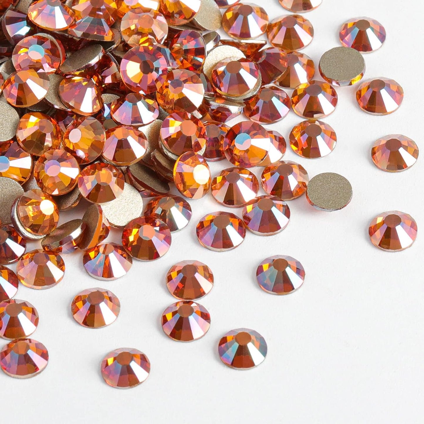 Beadsland 1440 Pieces Flat Back Crystal Rhinestones Round Gems,Amber,SS12,3.0-3.2mm