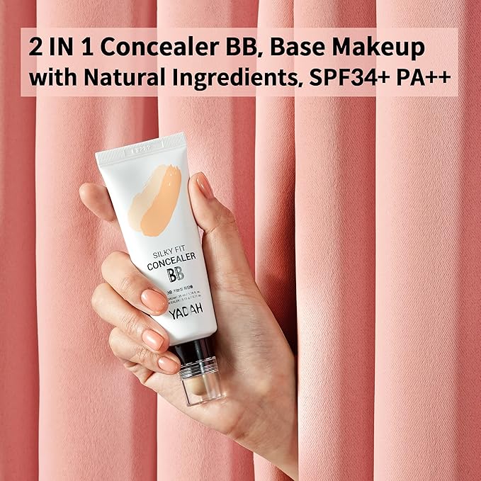 YADAH Silky Fit Concealer BB Cream (23 Natural Beige, 1.18fl oz) - 2-in-1 Korean Makeup for Flawless Skin, Tinted Moisturizer for Blemish Cover. Long-Lasting, All-Day Wear.