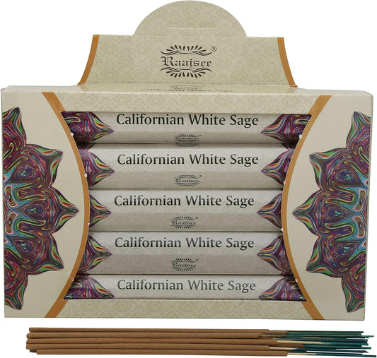 Raajsee White Sage Incense Sticks 15 Sticks x 5 Pack -100% Pure insense Organic Natural- Hand Rolled Free from Chemicals -insent Perfect for Church Aromatherapy, Stress Relief, Meditation (CALIFORNIAN