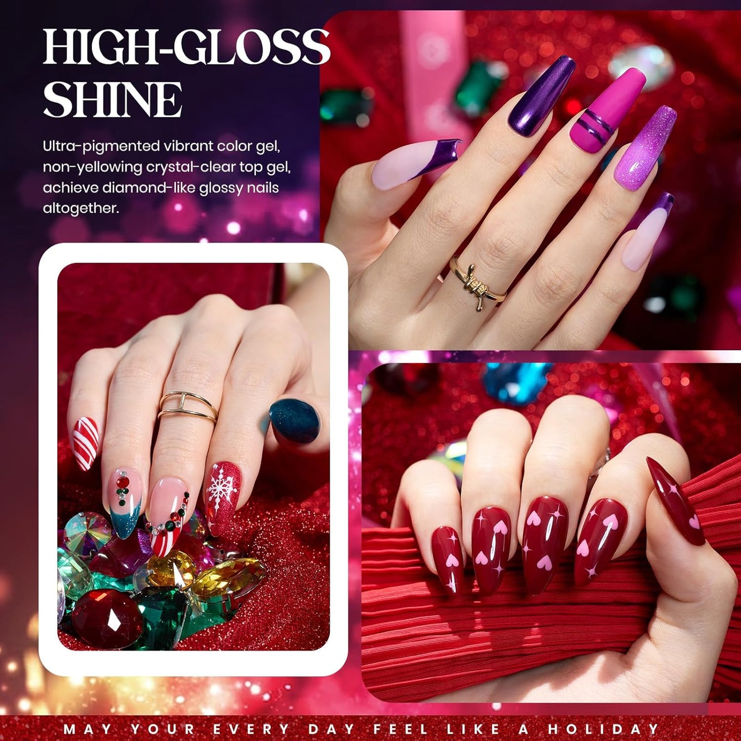 Beetles Halloween Gel Polish Set 39Pcs Red Burgundy Blue Green Nude Pink Purple Gel Nail Polish with Base Matte Glossy Top Coat for Manicure Lovers DIY at Home Gift for Women Enchanted Jewelry