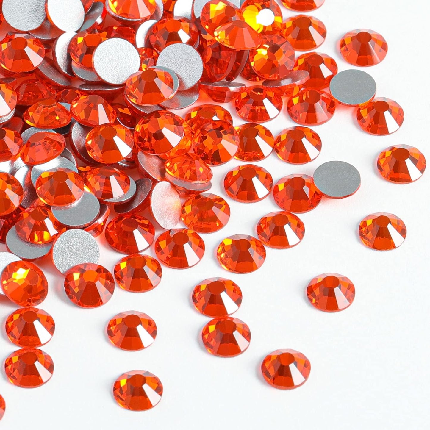 Beadsland 2880pcs Flat Back Crystal Rhinestones Round Gems for Nail Art and Craft Glue Fix, Orange,SS4,1.5-1.7mm