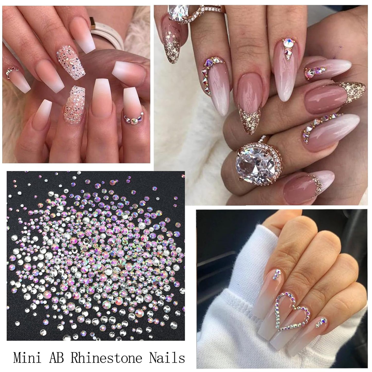 Nail Art Rhinestones Flatback Colorful Nail Charms Clear Crystal Rhinestones for Nails Design Gems Jewelry Accessories for Women Manicure Decorations Supplies