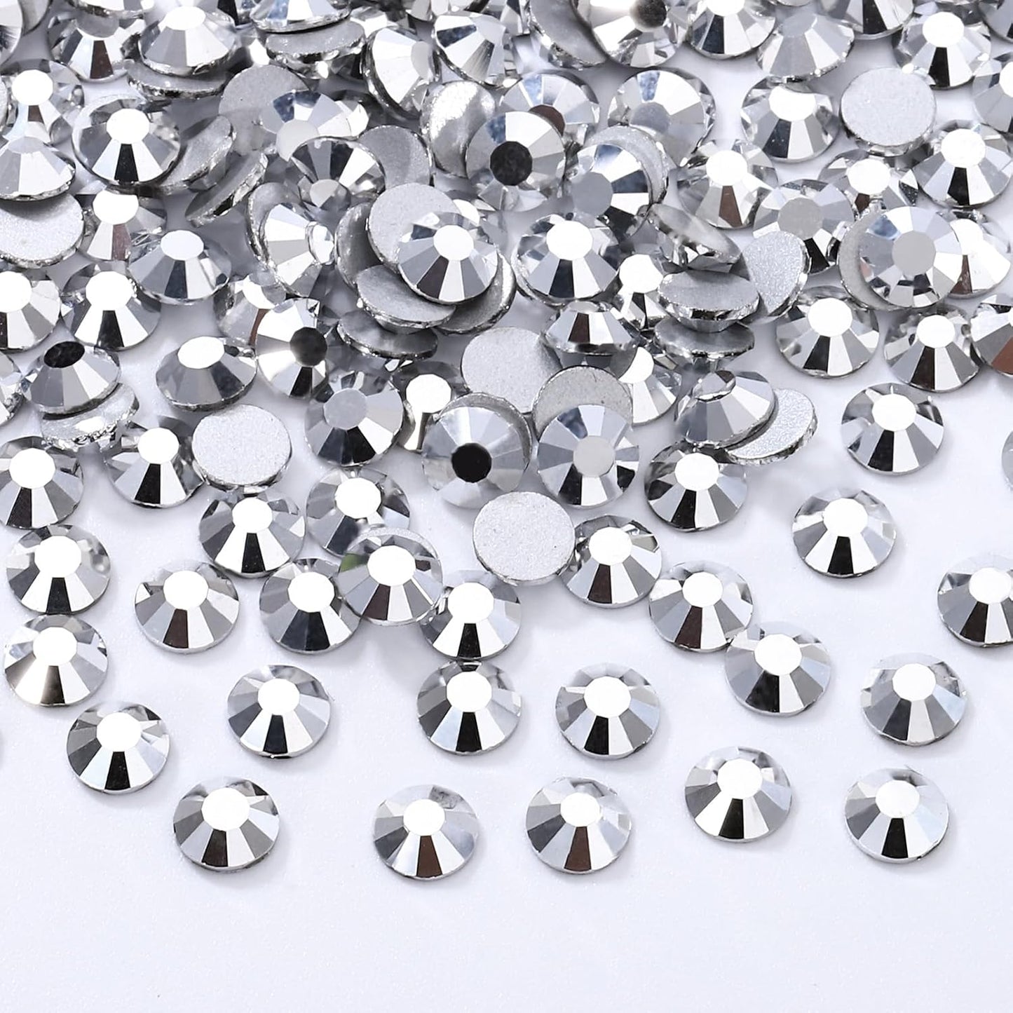 Silver Flatback Rhinestones, Glass Rhinestones for Nail Art and Craft, Glue Fix, Loose Crystal Gemstones(Silver, SS20, 2880pcs, 4.6-4.8mm)