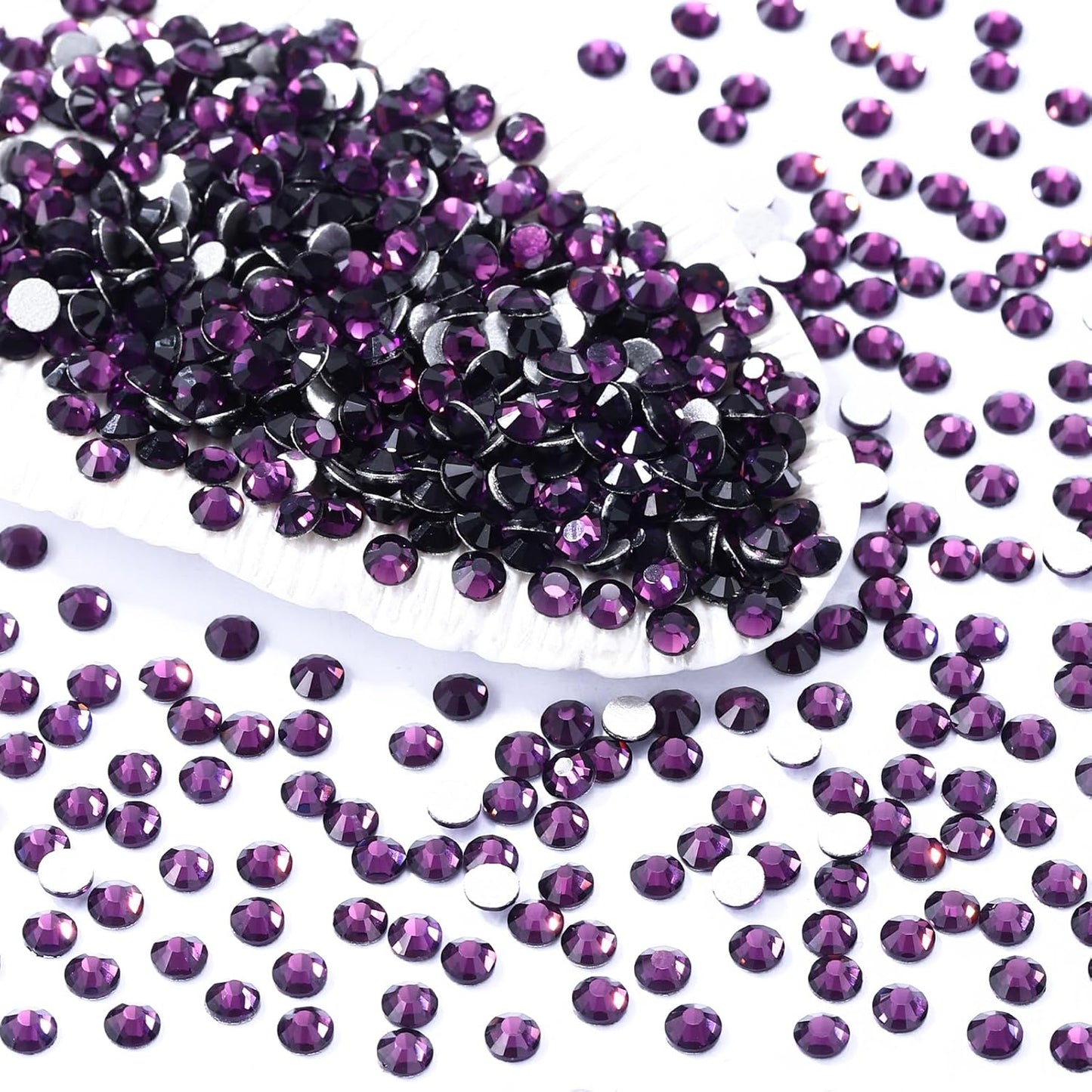 Tanzanite Flatback Rhinestones, Glass Rhinestones for Nail Art and Craft, Glue Fix, Loose Crystal Gemstones(Tanzanite, SS10, 1440pcs, 2.7-2.8mm)