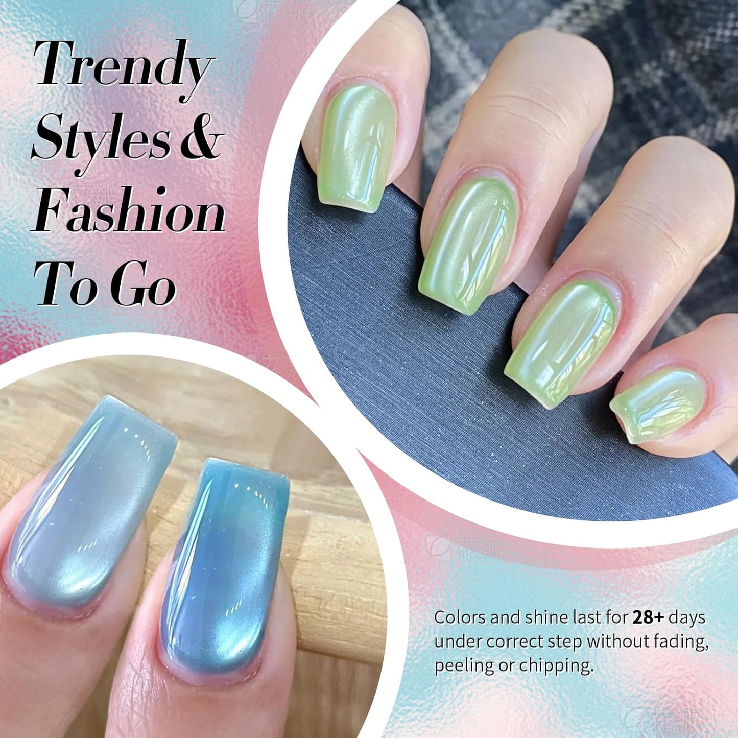 Born Pretty Magnetic Gel Nail Polish Pastel Water Light Cat Magnetic Eye Gel Jelly Glass Crystal Nail Polish Glitter Shimmer Auroras Magnetic Gel Nail Art Manicure Kit 6PCS