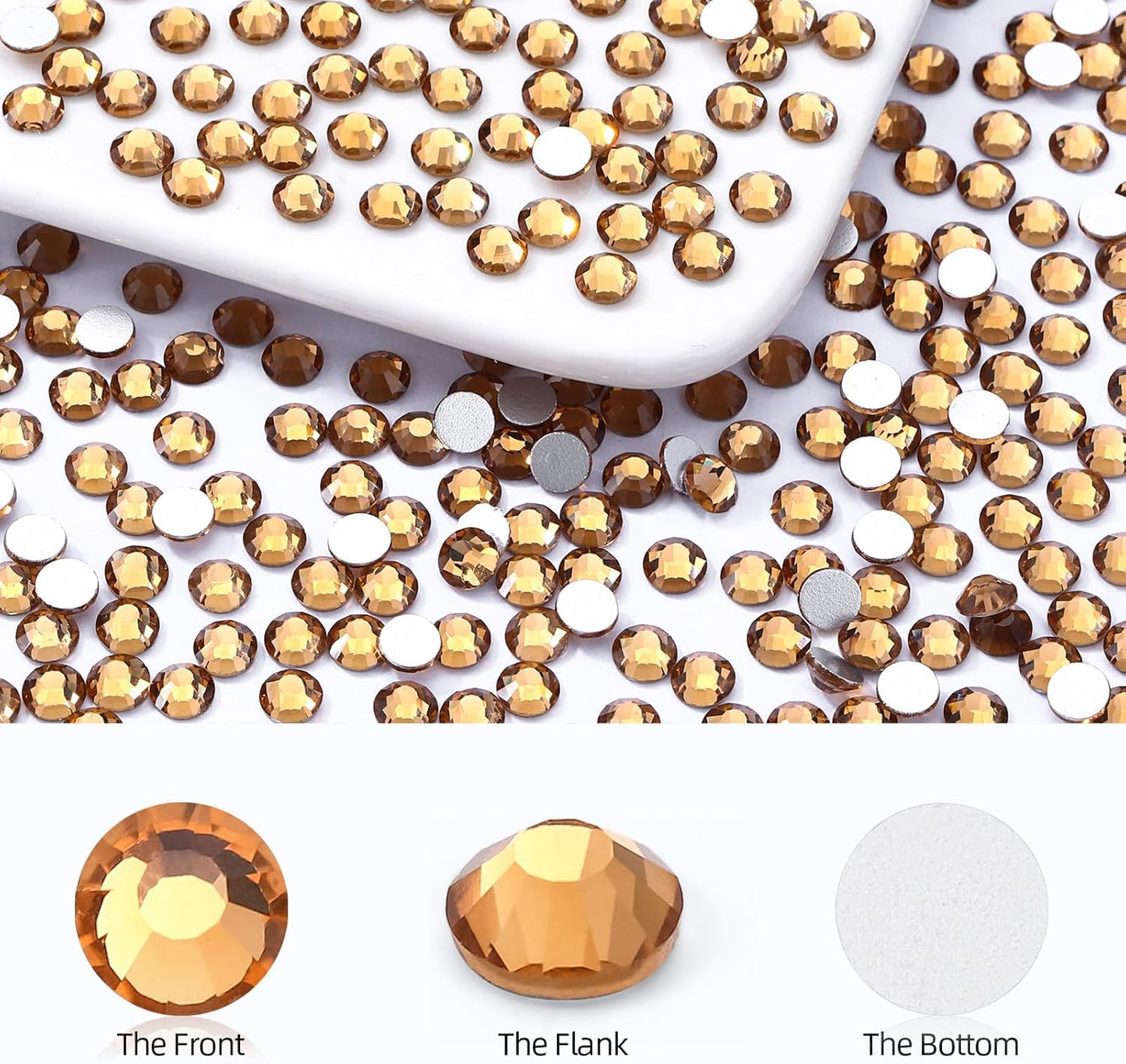 Topaz Flatback Rhinestones, Glass Rhinestones for Nail Art and Craft, Glue Fix, Loose Crystal Gemstones(Topaz, SS10, 1440pcs, 2.7-2.8mm)