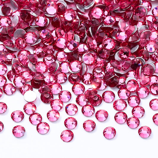 Rose Flatback Rhinestones, Glass Rhinestones for Nail Art and Craft, Glue Fix, Loose Crystal Gemstones(Rose, SS10, 2880pcs, 2.7-2.8mm)