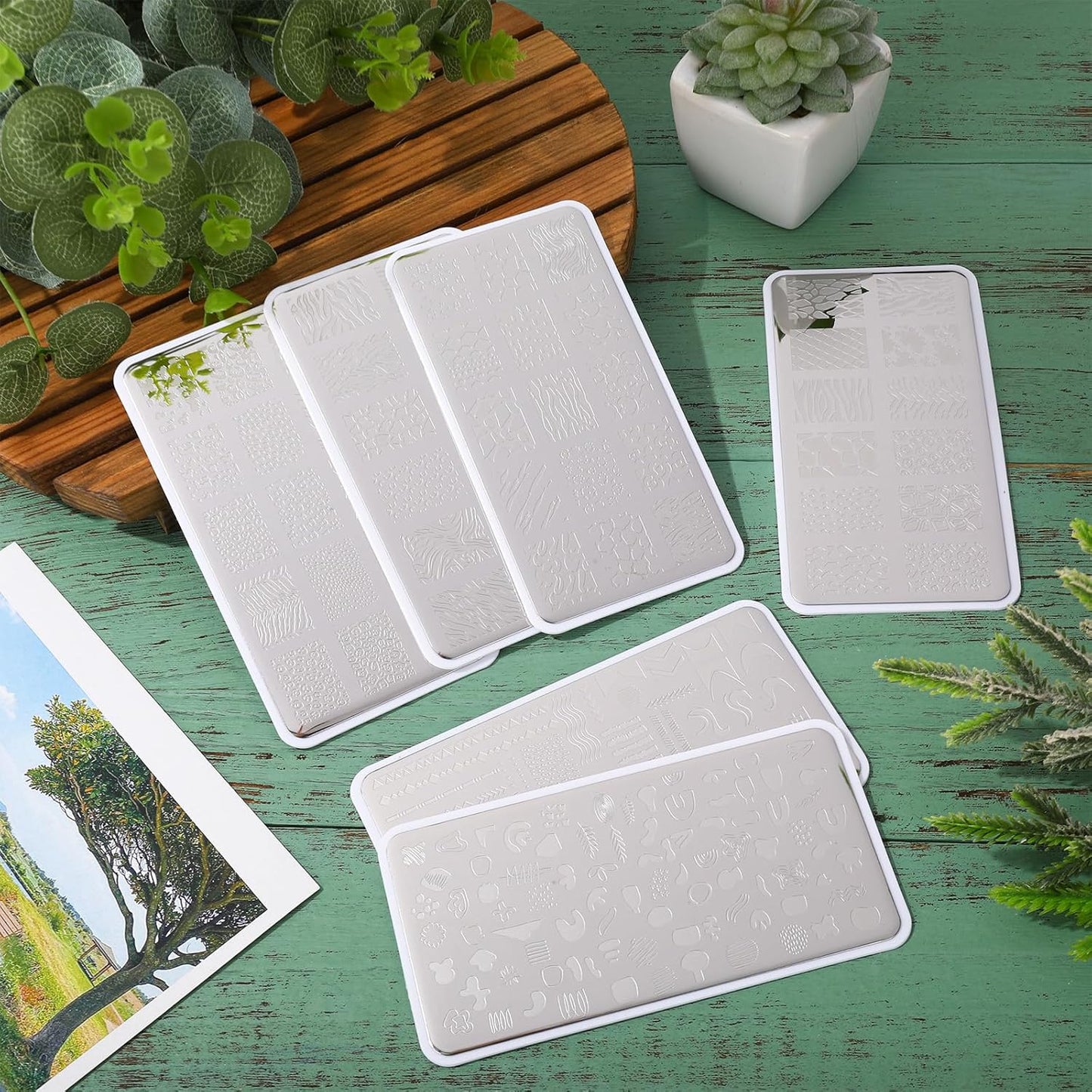 Whaline 6Pcs Animal Print Nail Plates Stamping Set Leopard Print Stamp Templates Nail Art Plates for DIY Print Manicure Salon Design Gift