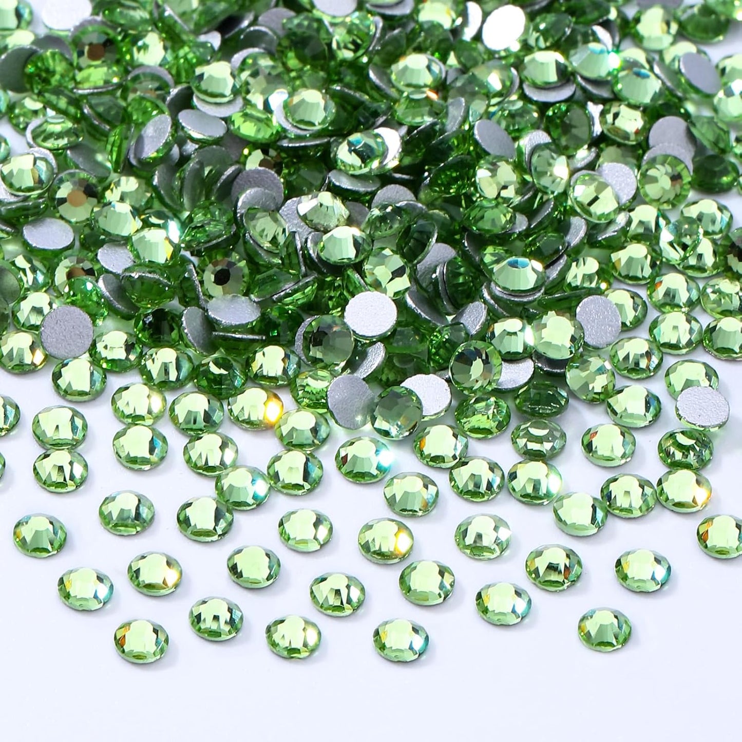 Light Green Flatback Rhinestones, Glass Rhinestones for Nail Art and Craft, Glue Fix, Loose Crystal Gemstones(Lt.Green, SS4, 2880pcs, 1.5-1.7mm)