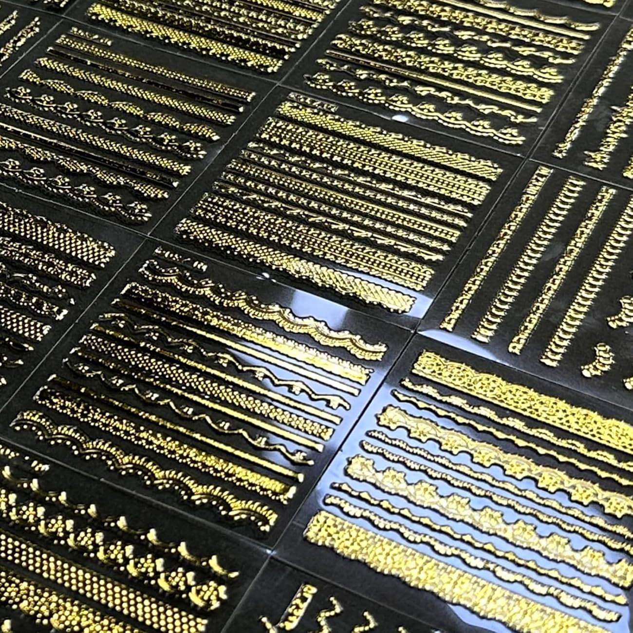 30Sheets Gold Line Nail Art Stickers 3D Self-Adhesive Gold Decals for Gel, Acrylic Nails DIY Design