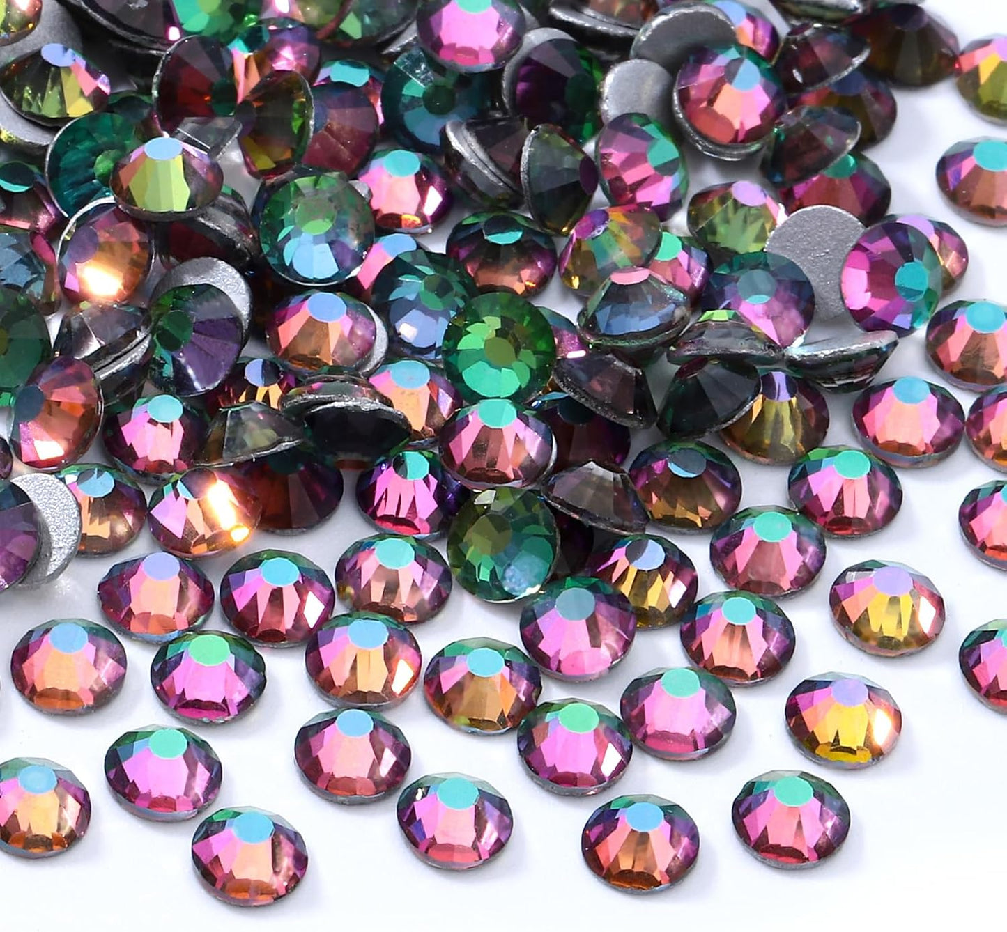 Green Volcano Flatback Rhinestones, Glass Rhinestones for Nail Art and Craft, Glue Fix, Loose Crystal Gemstones(Green Volcano, SS20, 1440pcs, 4.6-4.8mm)
