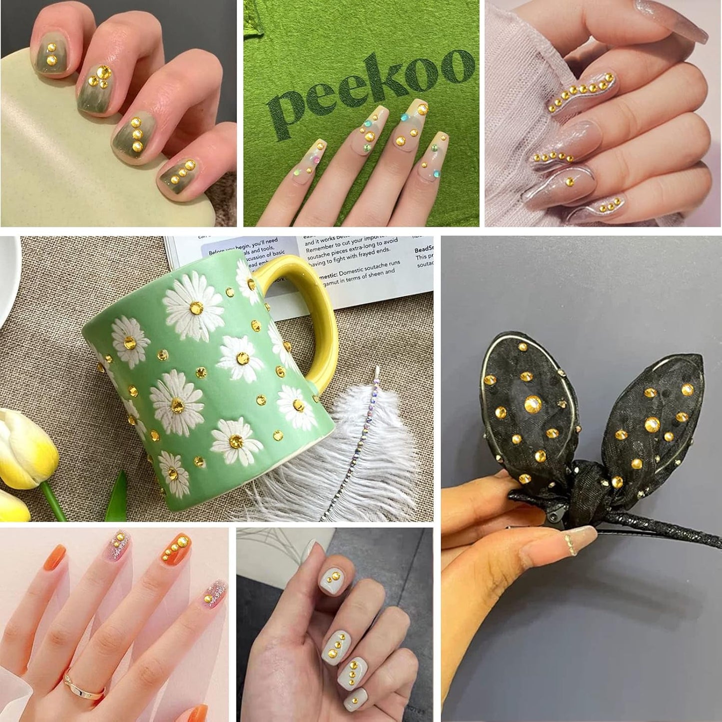 Beadsland 288pcs Flat Back Crystal Rhinestones Round Gems for Nail Art and Craft Glue Fix, Topaz,SS30,6.3-6.5mm