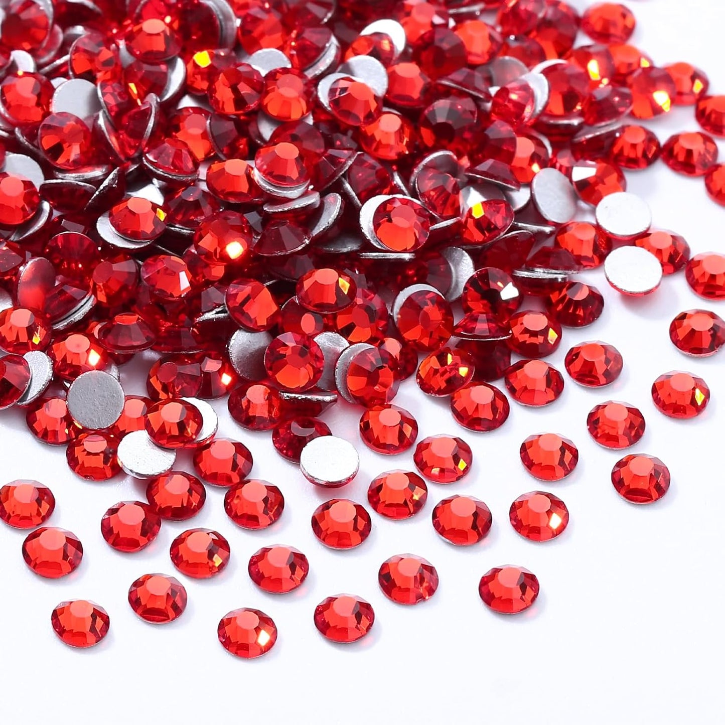 Light Siam Flatback Rhinestones, Glass Rhinestones for Nail Art and Craft, Glue Fix, Loose Crystal Gemstones(Red, SS4, 1440pcs, 1.5-1.7mm)