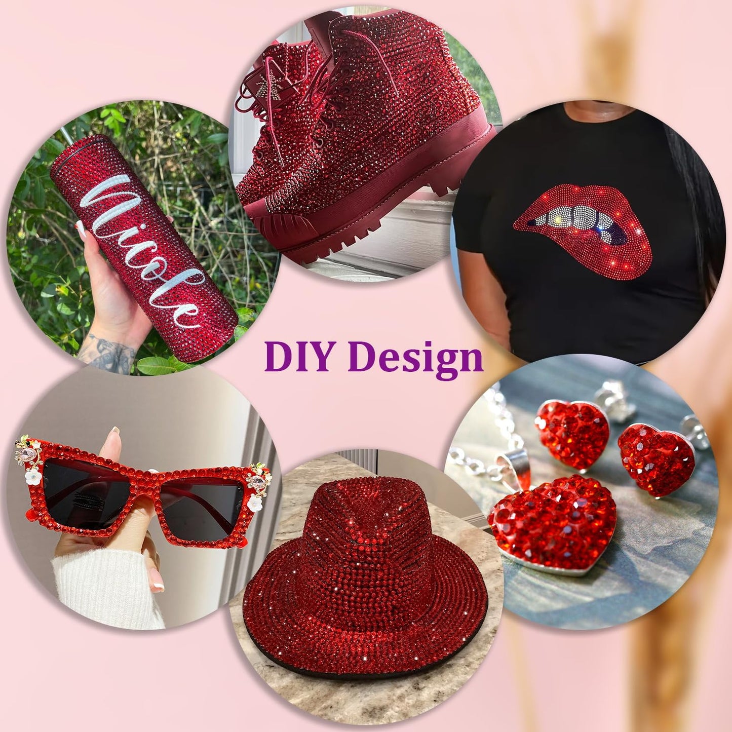 30000Pcs Red Rhinestones for Bedazzling with B7000 Jewelry Glue, Bedazzler Kit Flatback Gems, Resin Rhinestones for Crafting Crafts Clothing Shoes Fabric Nail Art Assorted Size 2/3/4/5/6mm