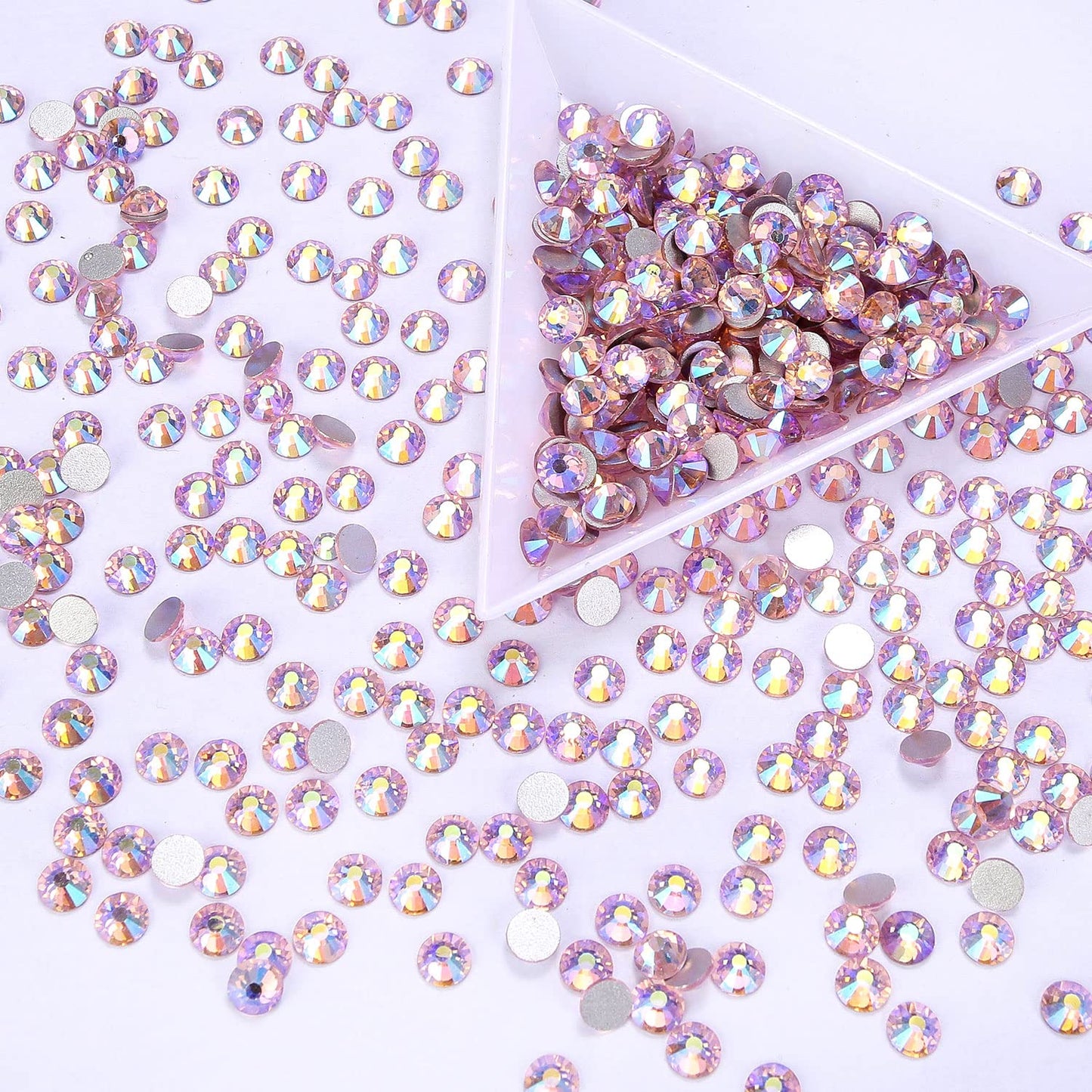 288Pcs Pink AB Crystal Rhinestones,Glass Flatback Rhinestones Gemstones for Nail Face Makeup Art Crafts Clothes Decoration -(SS30,6.5mm,Pink AB)