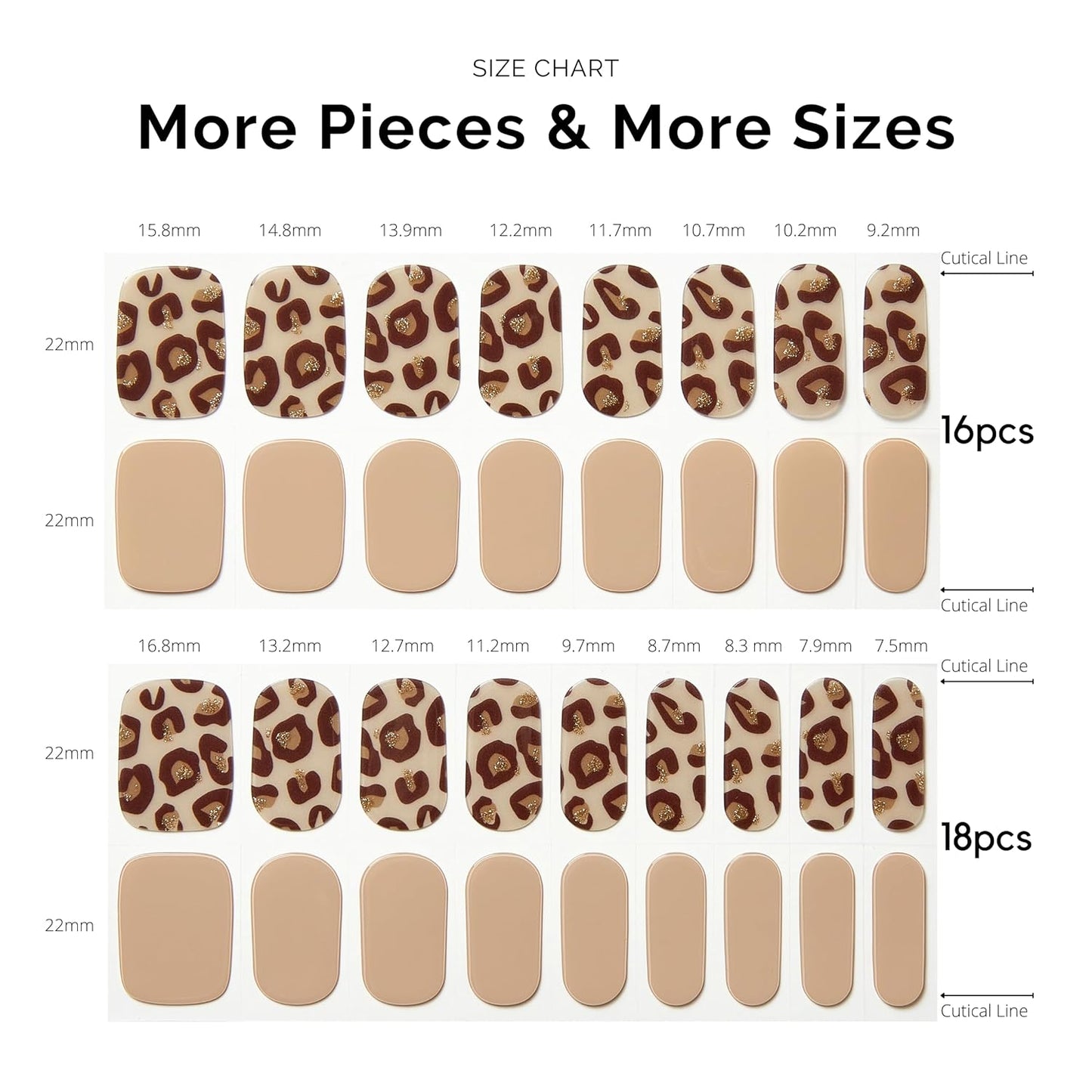 Semi Cured Gel Nail Strips - NAILOG 34 Pcs Gel Nail Stickers | Buy 2 Get 1 UV Light | Extra Long Nail Wraps with Glossy Gel Finishing Brown, Desert Wild