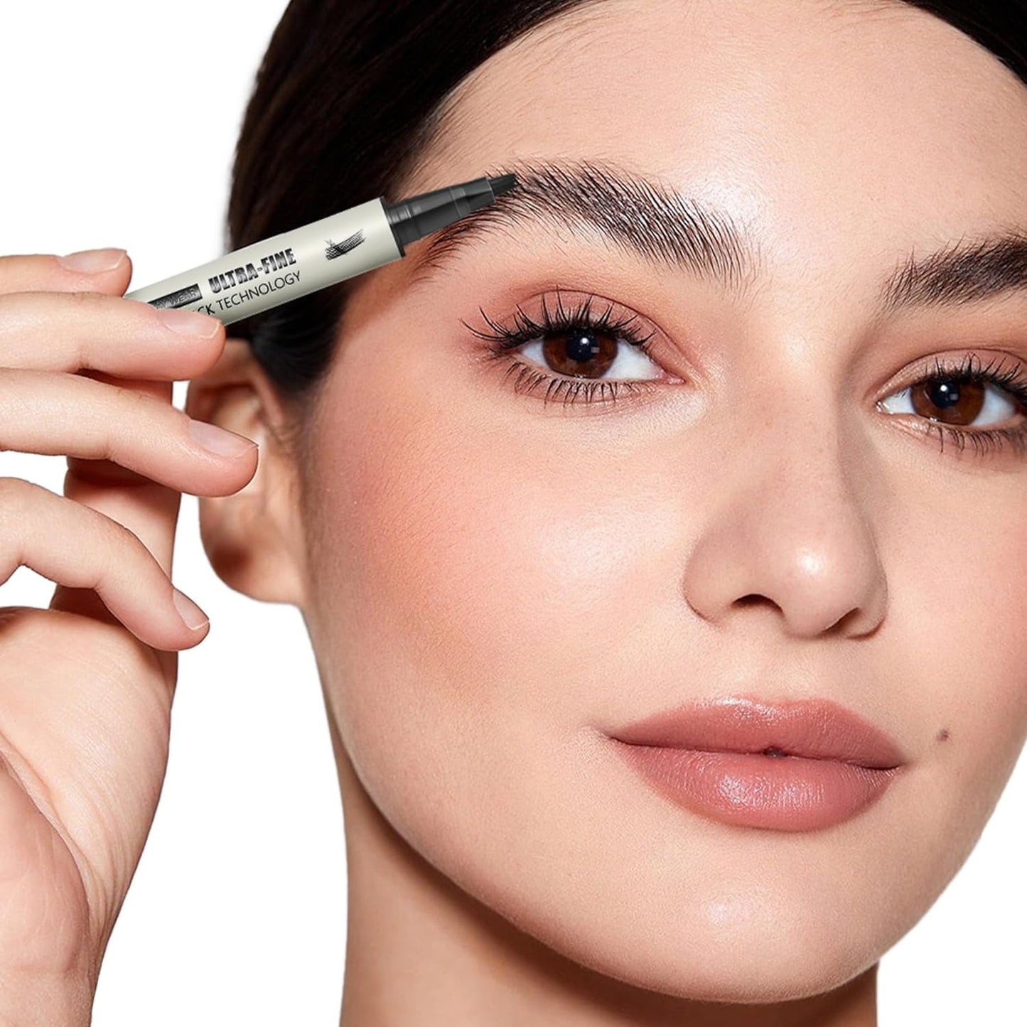 2 Pack Microblading Eyebrow Pen and Brow Tint for Women with Angled Brush & Dip to Effortlessly Create Natural Hair Like Brows, Waterproof Fast Eye Brow Makeup Pencil, Last All Day (Medium Brown)