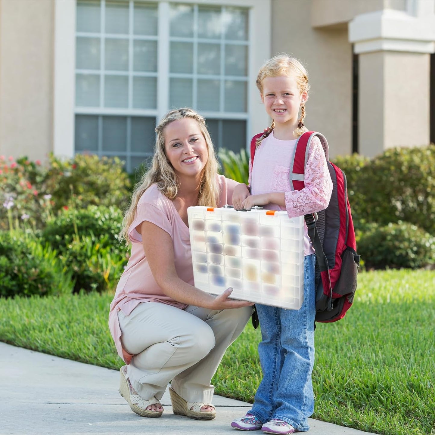 4 Pcs 48 Grids Plastic Toy Storage Case with Dividers for Mini Collectible Toys, Transparent Compartment Organizer Box for Jewelry, Craft, Beads (Box Only)