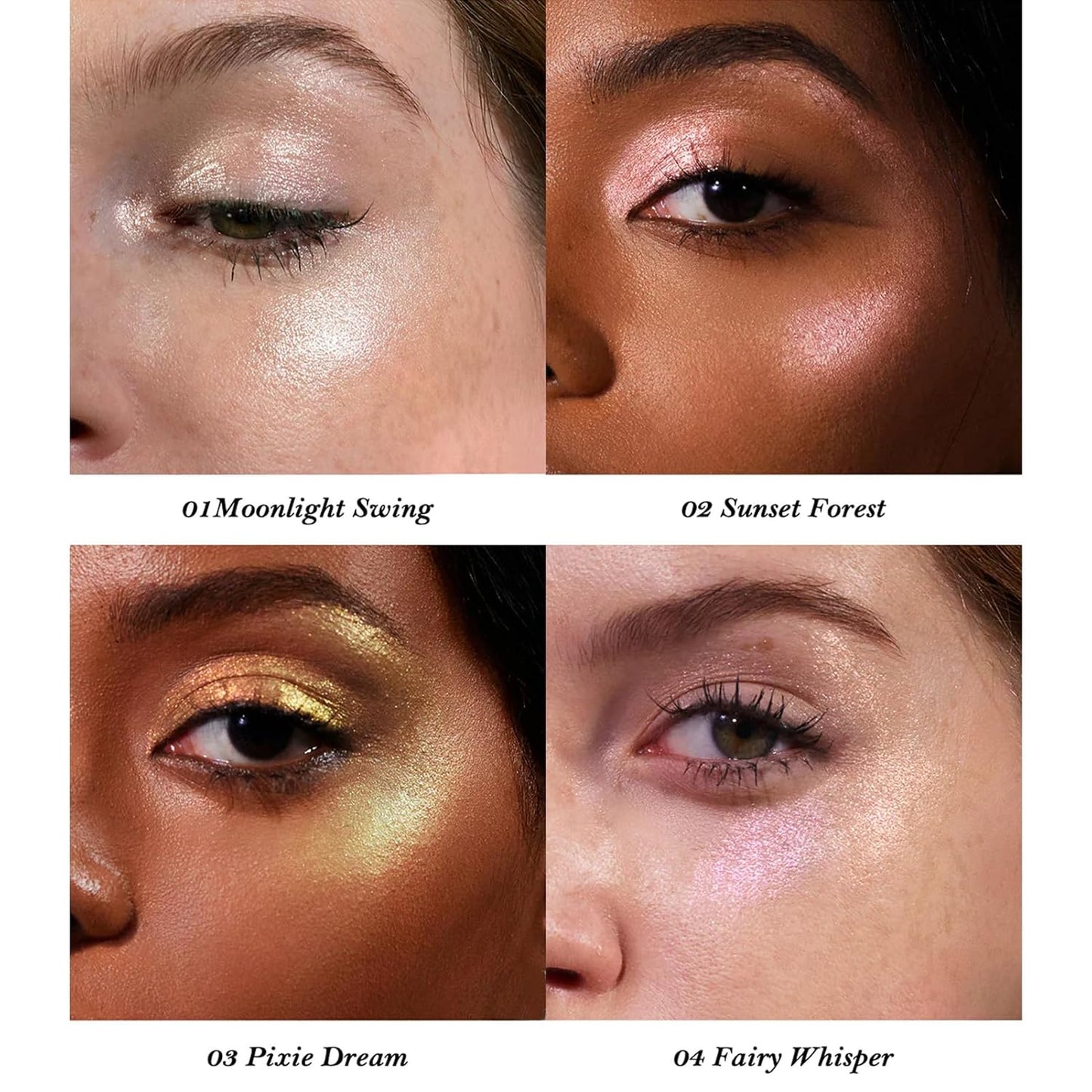 Flower Knows Midsummer Fairytales Liquid Highlighter,Silver Glitter Highlighter Makeup,Shimmer Face & Body Illuminator,Blendable & Long-lasting face Highlighter for All Skin Tones(01 Moonlight Swing)