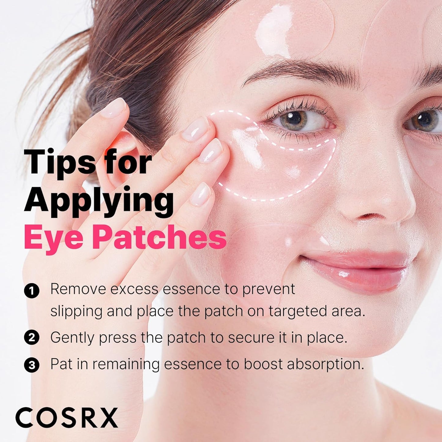 COSRX Pink Peptides Collagen Hydrogel Eye Patch for Puffy Eyes and Dark Circles, Under Eye Mask, 60 Under Eye Patches, Korean Skin Care