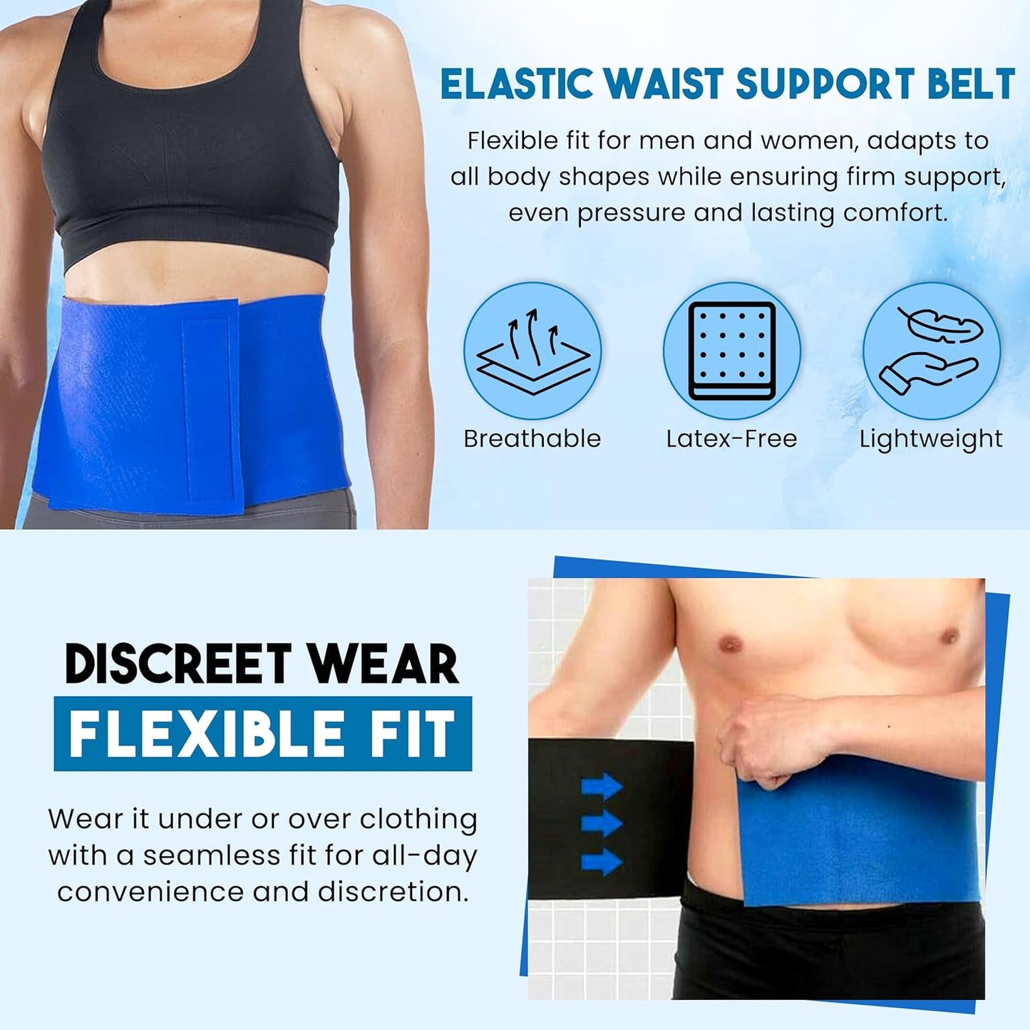 Waist Trimmer Belt for Women and Men – Slimming Body Shaper for Weight Loss – Sweat Band Wrap Ab Stomach Fat Burner Slimming Belt Blue