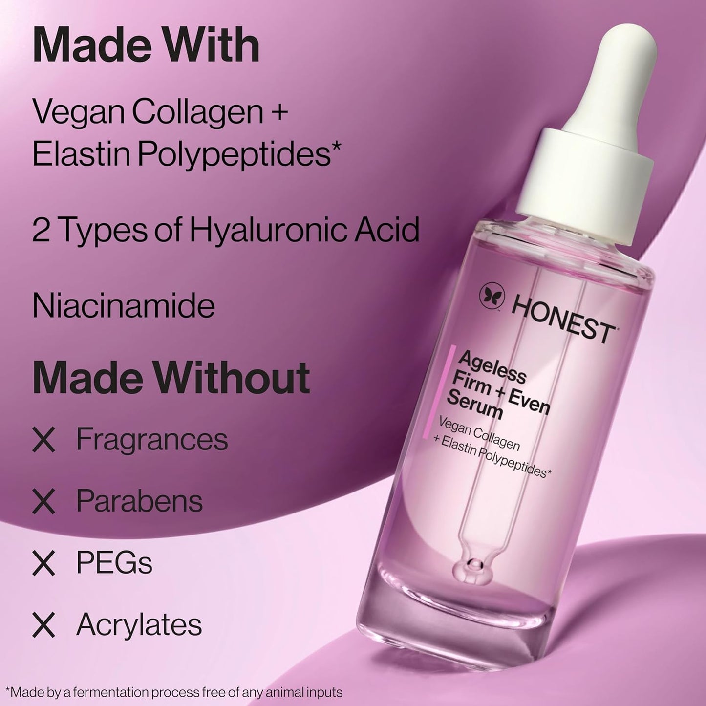Honest Beauty Ageless Firm and Even Serum | Powered by Vegan Collagen and Elastin Polypeptides | Firmer-Looking Skin and Even Tone | Fragrance Free, EWG Verified, Vegan, Cruelty-Free | 1 fl oz