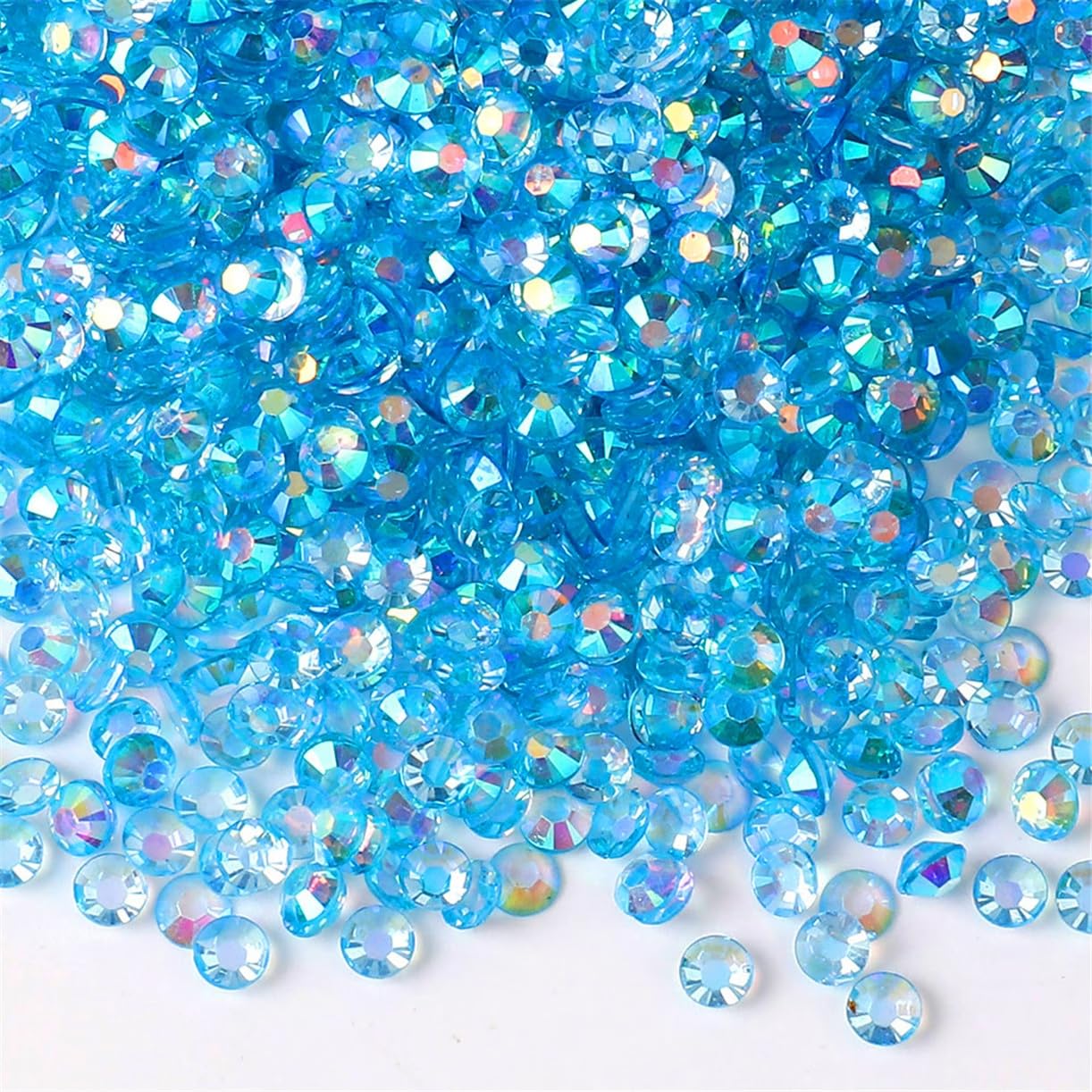 500 Pieces SS30 6mm Flatback Rhinestones AB Clear Round Gems Crystals for Nail Art DIY Crafts Clothes Shoes Bags （Transparent Aqua Blue AB）