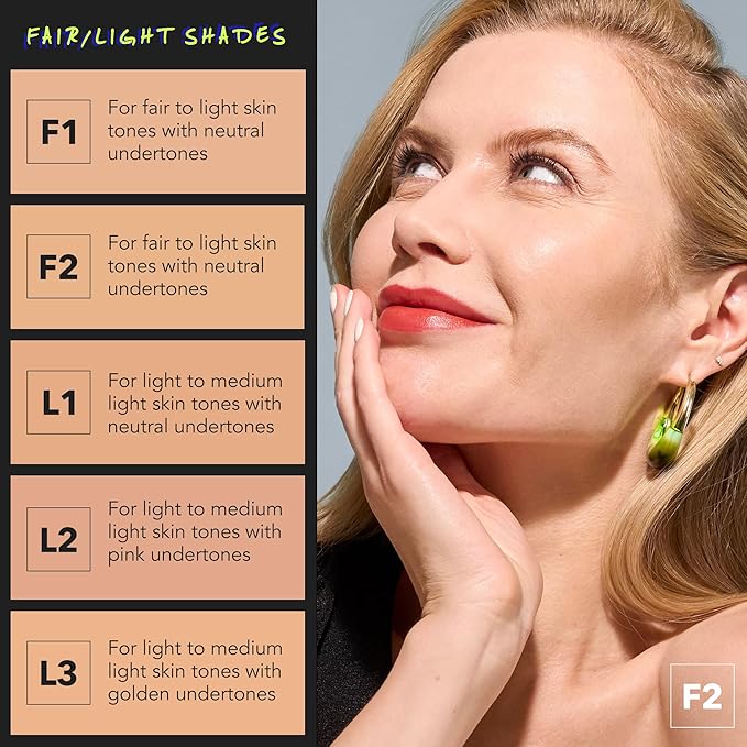 COVER FX Power Play Foundation - Shade F1 - Buildable Full Coverage - Waterproof Sweat-Proof Transfer-Proof - Natural Matte Finish - All Skin Types