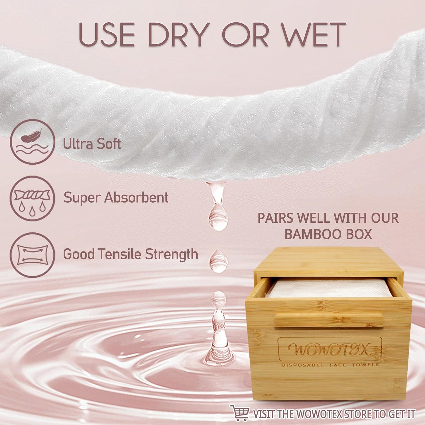 100% Cotton Disposable Face Towel 100 Count 10x12 Inch | Biodegradable Thick Soft One Time Use Dry Wipes for Sensitive Skin, Baby Care, Facial Cleaning, Makeup Removal