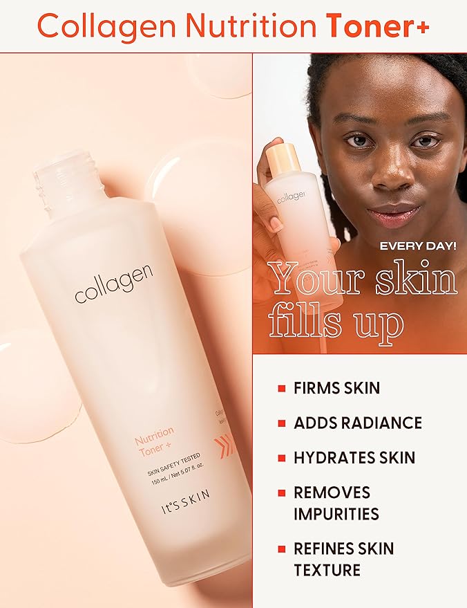It'S SKIN Collagen Nutrition Toner, Anti-Wrinkle Face Toner with Marine Collagen, Firming & Revitalizing, Texture Refining pH Balancing & Nourishing Toner, 5.07 fl.oz.