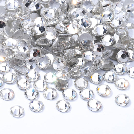 Crystal Clear Flatback Rhinestones, Glass Rhinestones for Nail Art and Craft, Glue Fix, Loose Crystal Gemstones(Crystal, SS30, 576pcs, 6.4-6.6mm)