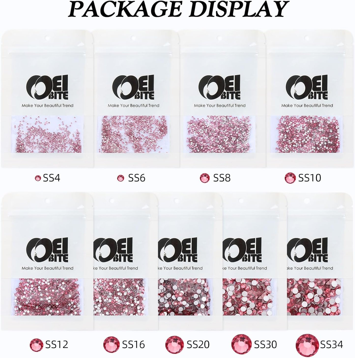 Rose Flatback Rhinestones, Glass Rhinestones for Nail Art and Craft, Glue Fix, Loose Crystal Gemstones(Rose, SS20, 1440pcs, 4.6-4.8mm)