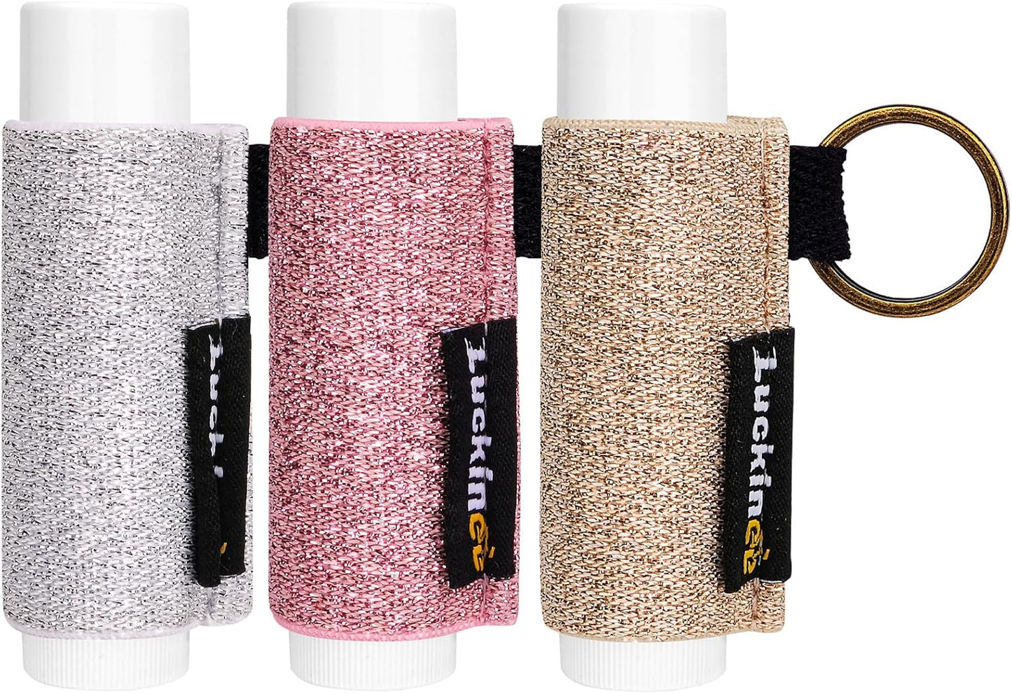 Lip Balm Keychain - Shinny Chapstick & Lipstick Holder - Tight Elastic Holder for Fat & Slim Lip Balms