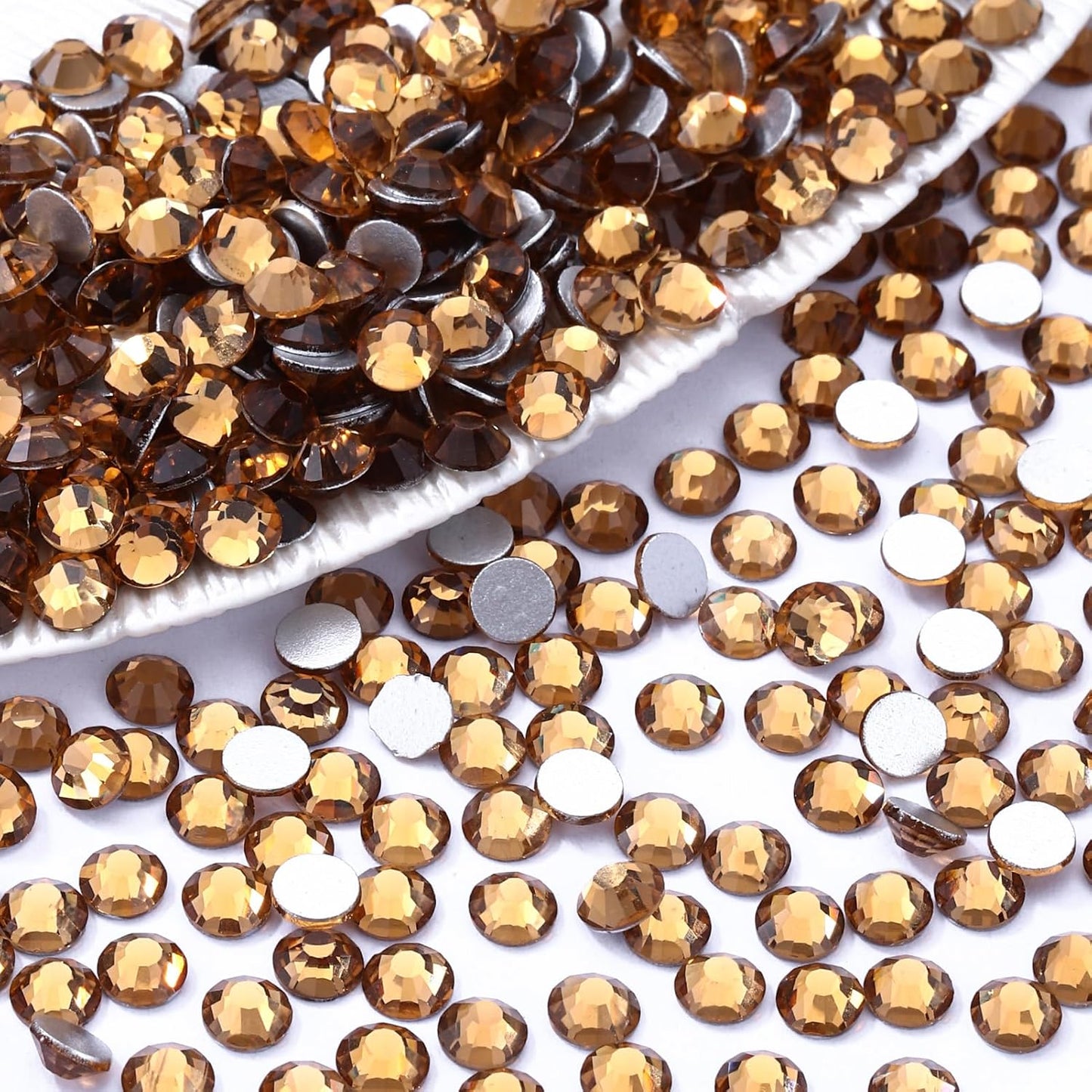 Topaz Flatback Rhinestones, Glass Rhinestones for Nail Art and Craft, Glue Fix, Loose Crystal Gemstones(Topaz, SS30, 288pcs, 6.4-6.6mm)