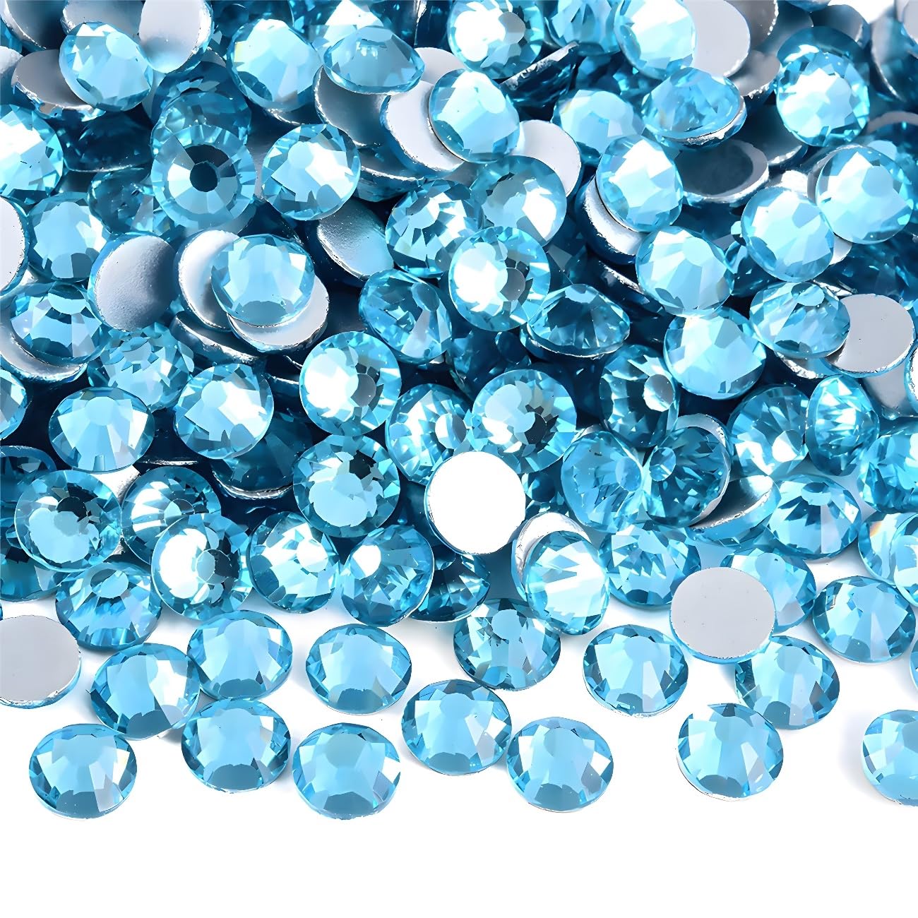 Flatback Rhinestones Round Gems for Nails Art and Crafts 2000Pcs SS16 4mm Glitter Crystals Stone DIY Bags Clothes Shoes (Crystal Blue)