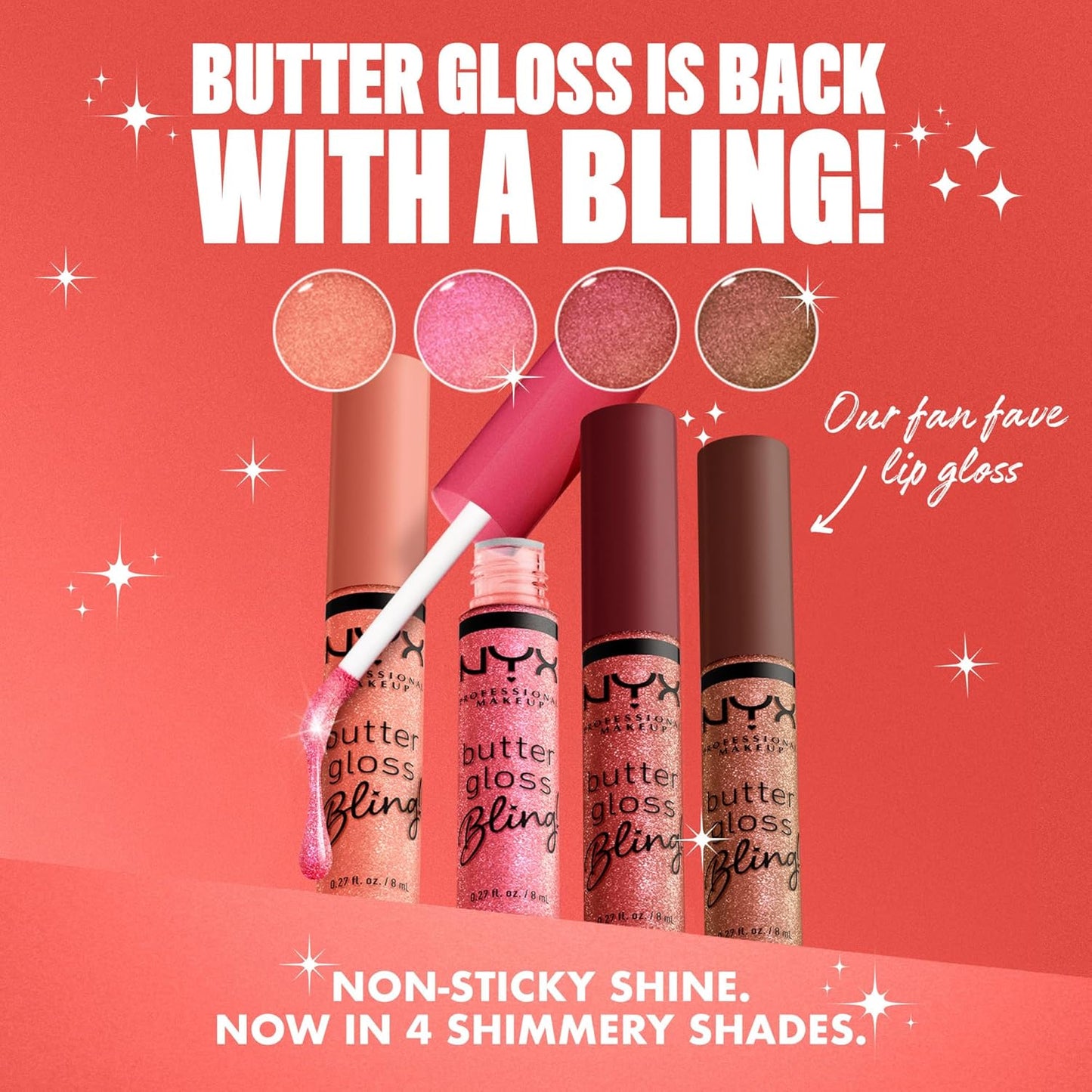 NYX PROFESSIONAL MAKEUP Butter Gloss Bling Lip Gloss, Non Sticky and Shiny Vegan Lip Makeup - She Got Money