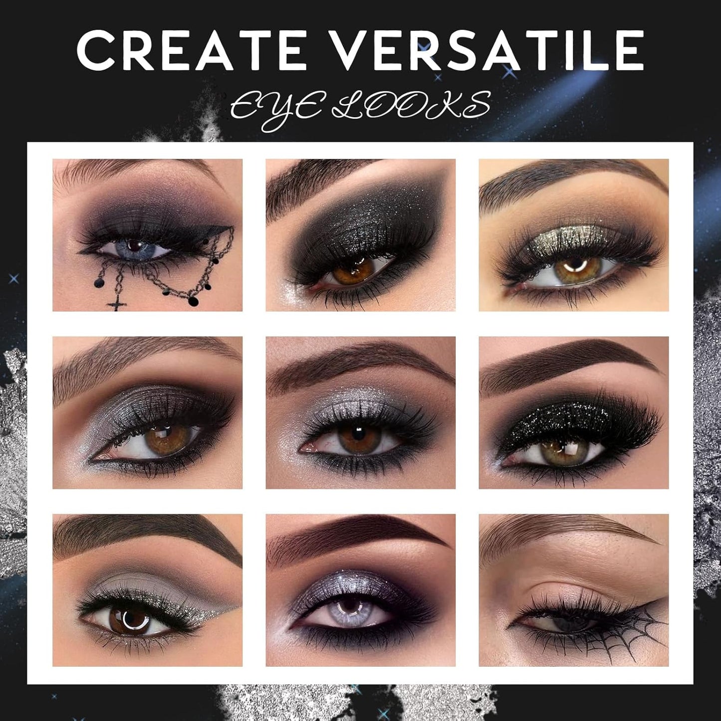 UCANBE 2pcs Halloween Eyeshadow Palette Makeup Set, Black Red Colors Shimmer Matte Metallic Smokey Dark Eye Shadow Pallet with Soft Brush Kit, Goth Eye Make Up for Costume Joker Clown Vampire