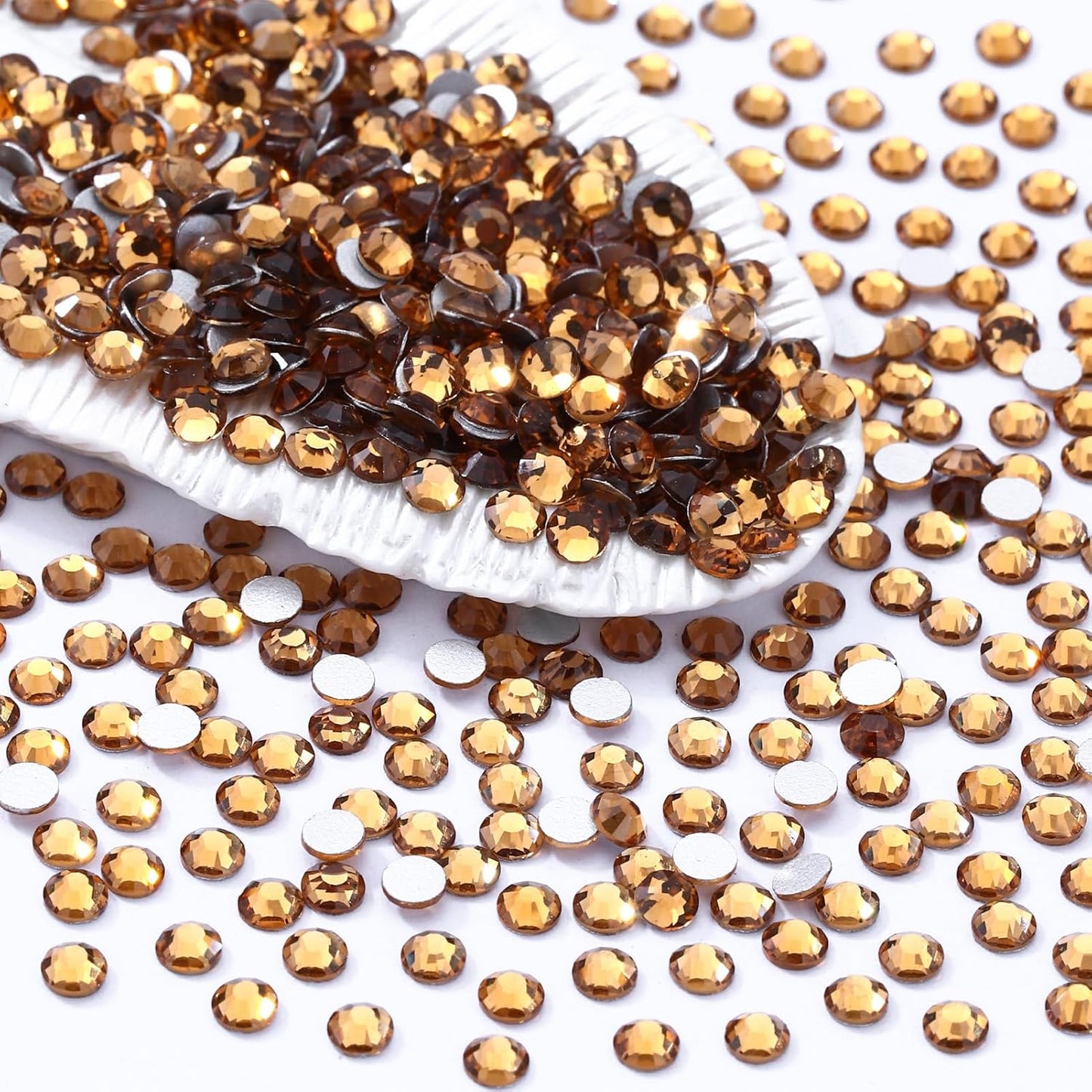 Topaz Flatback Rhinestones, Glass Rhinestones for Nail Art and Craft, Glue Fix, Loose Crystal Gemstones(Topaz, SS6, 1440pcs, 1.9-2.0mm)