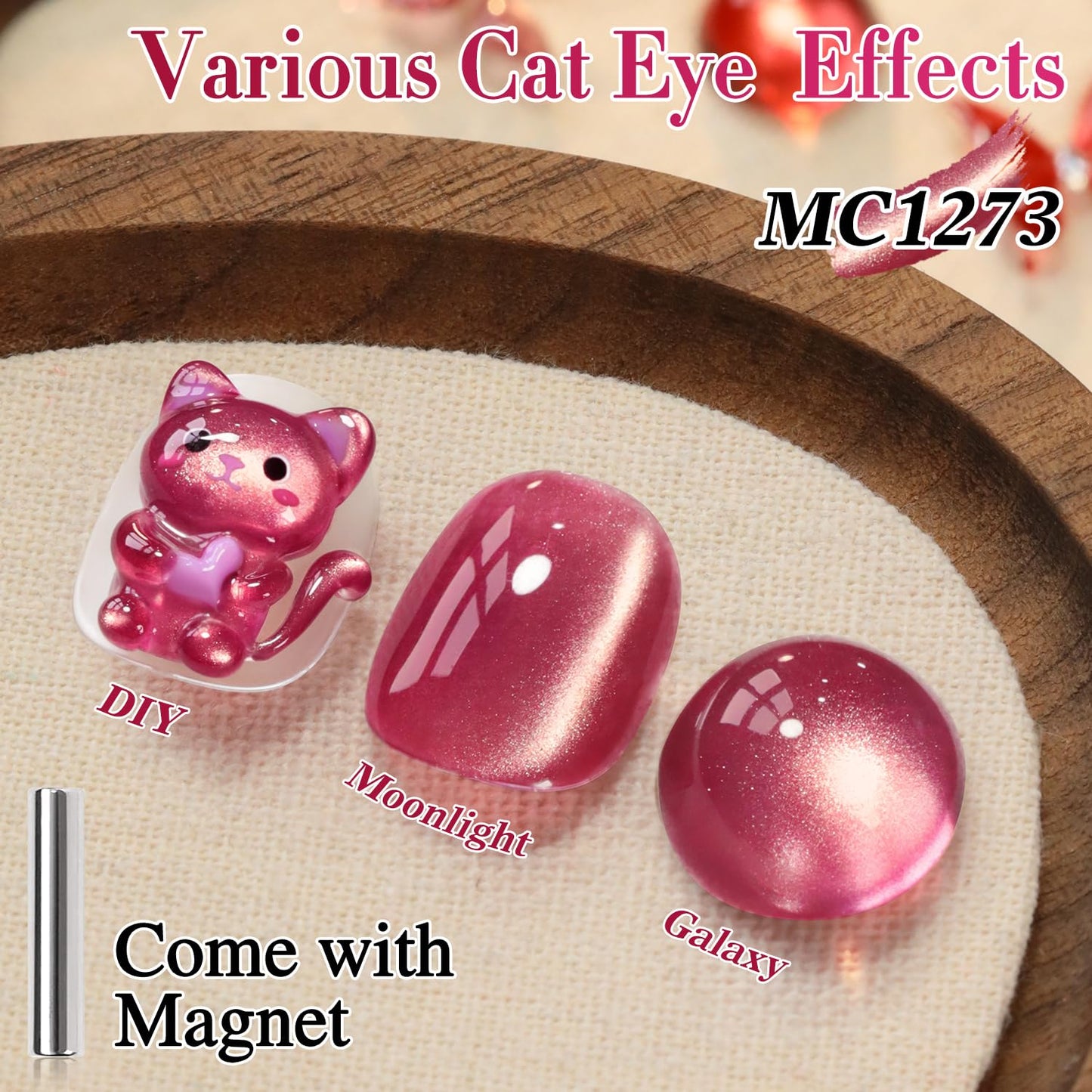 Double Rhythm 0.5 OZ Cat Eye Gel Polish with Magnet 15ML Holographic Glitter Shimmer Translucent Jelly Color Magnetic Nail Polish Salon DIY at Home (Dreamy Rose Purple-MC1273)
