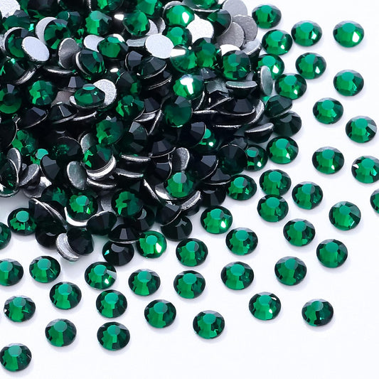 Malachite Green Flatback Rhinestones, Glass Rhinestones for Nail Art and Craft, Glue Fix, Loose Crystal Gemstones(Green, SS6, 1440pcs, 1.9-2.0mm)